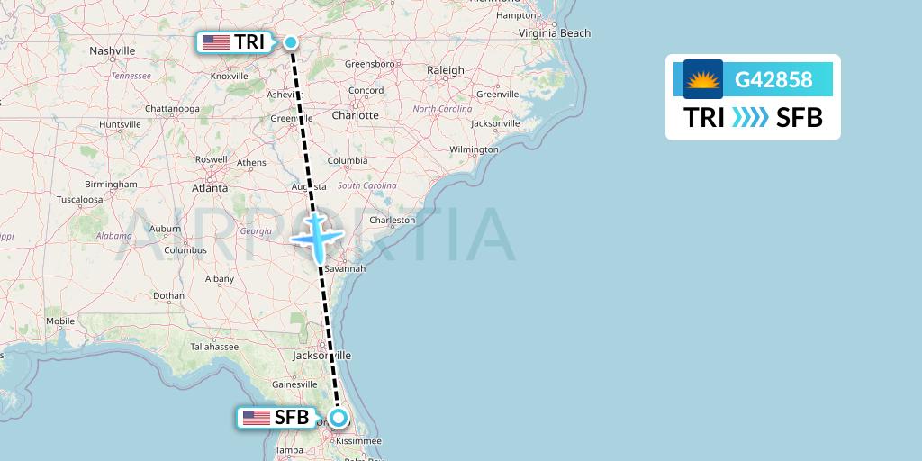 G42858 Allegiant Air Flight Map: Blountville to Orlando