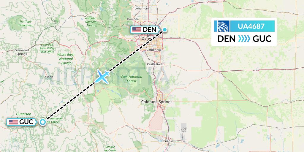UA4687 United Airlines Flight Map: Denver to Gunnison