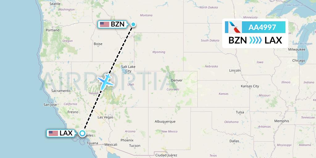 AA4997 American Airlines Flight Map: Bozeman to Los Angeles