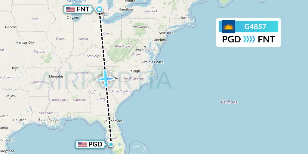 G4857 Allegiant Air Flight Map: Punta Gorda to Flint
