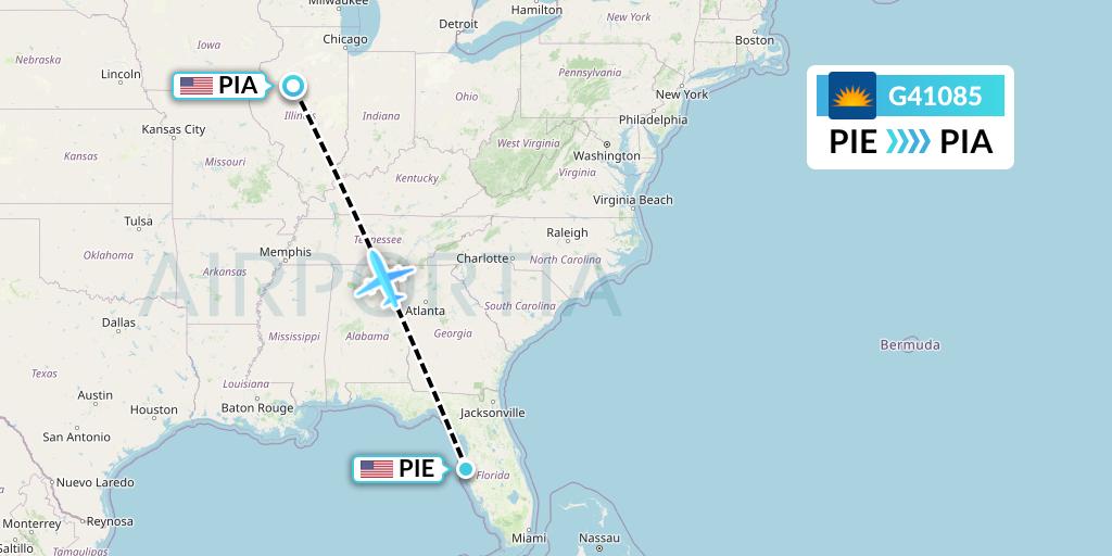 G41085 Allegiant Air Flight Map: St. Petersburg to Peoria
