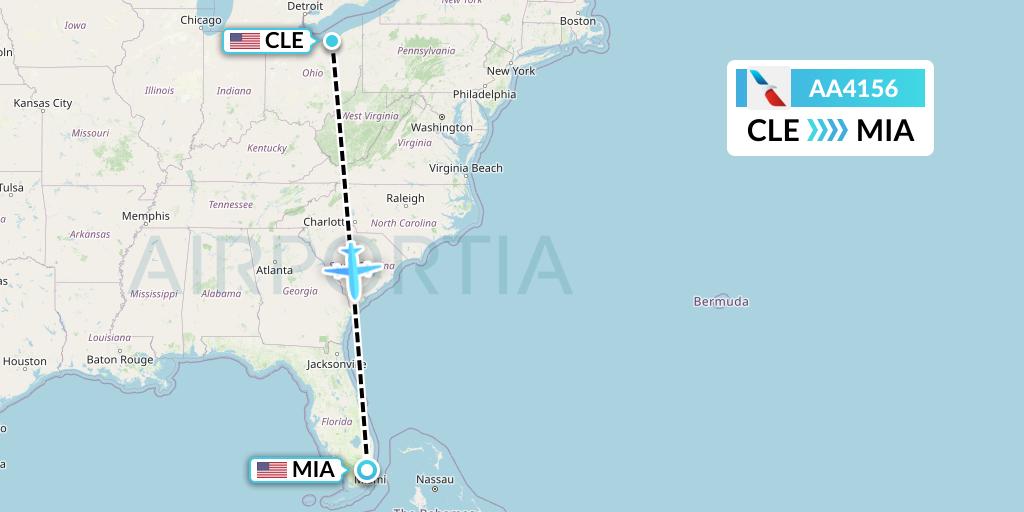 AA4156 American Airlines Flight Map: Cleveland to Miami