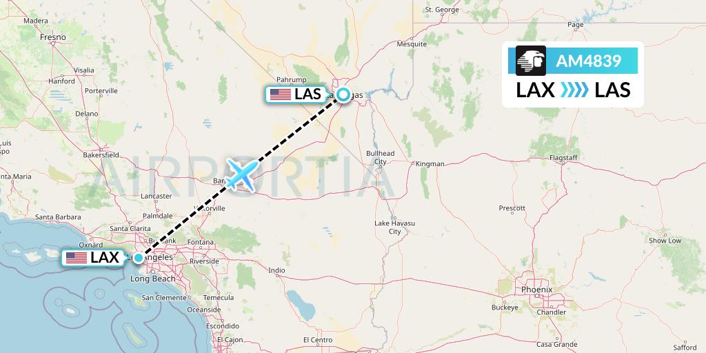 AM4839 Aeromexico Flight Map: Los Angeles to Las Vegas