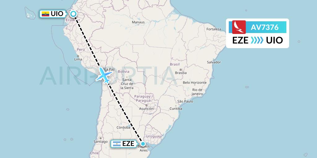 AV7376 Avianca Flight Map: Buenos Aires to Quito
