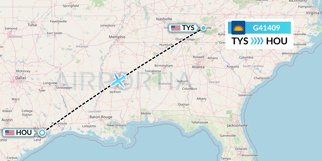 G41409 Allegiant Air Flight Map: Knoxville to Houston