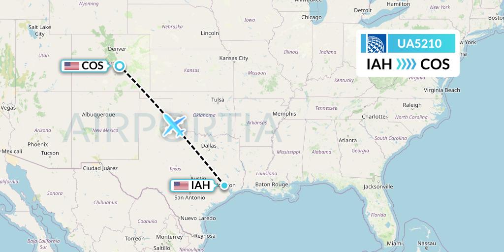 UA5210 United Airlines Flight Map: Houston to Colorado Springs