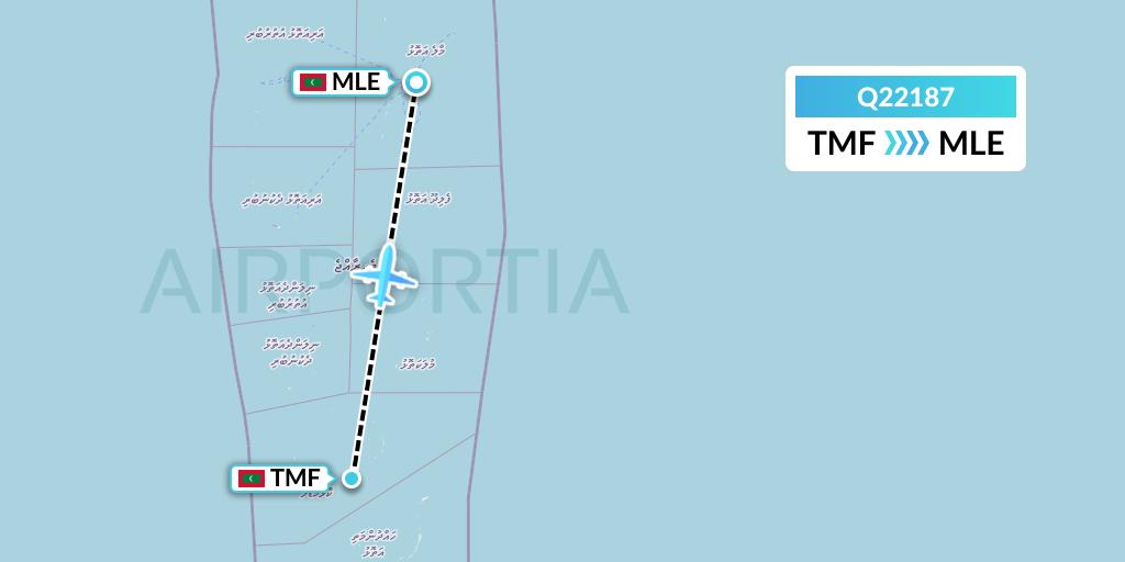 Q22187 Maldivian Flight Map: Thimarafushi Island to Male