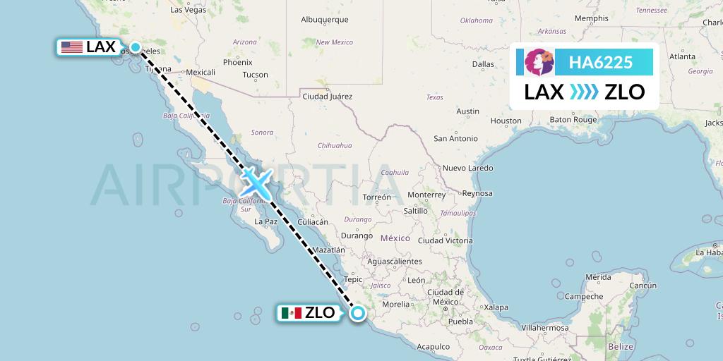 HA6225 Hawaiian Airlines Flight Map: Los Angeles to Manzanillo