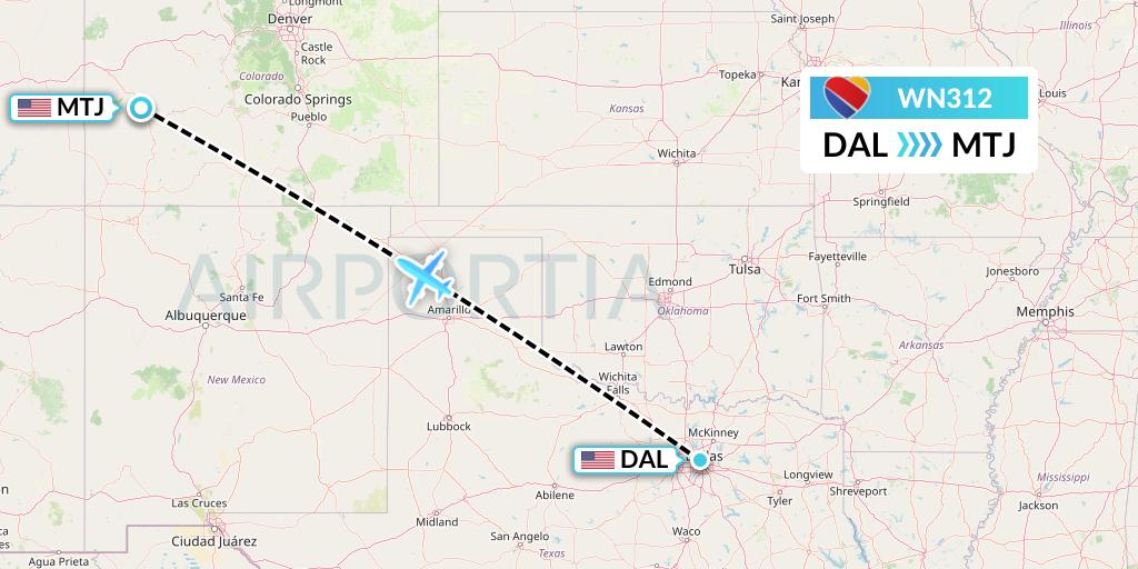 WN312 Southwest Airlines Flight Map: Dallas to Montrose