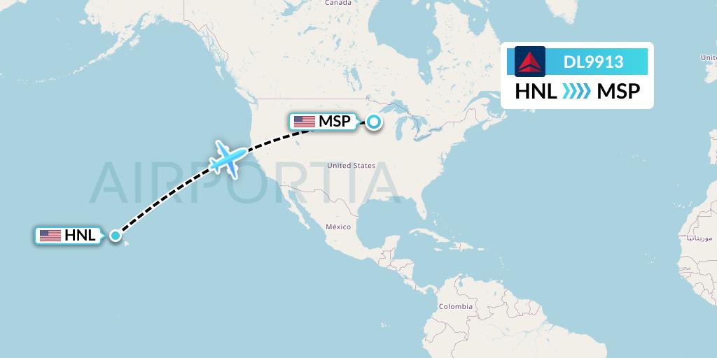 DL9913 Delta Air Lines Flight Map: Honolulu to Minneapolis