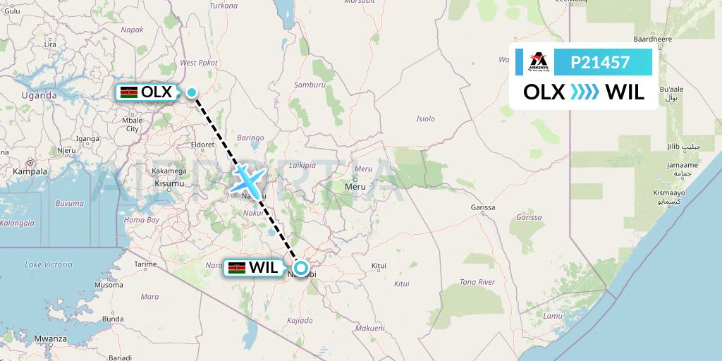 P21457 Airkenya Express Flight Map: Nairobi to Nairobi