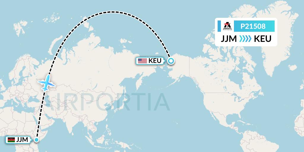 P21508 Airkenya Express Flight Map: Meru to Kelly Bar