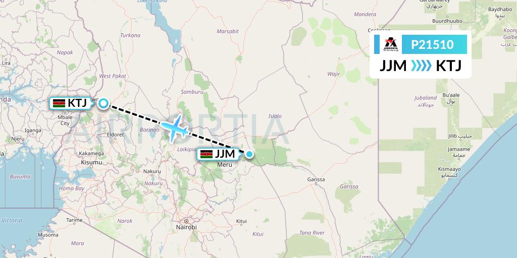 P21510 Airkenya Express Flight Map: Meru to Nairobi