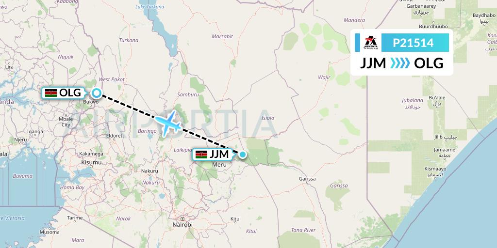 P21514 Airkenya Express Flight Map: Meru to Nairobi