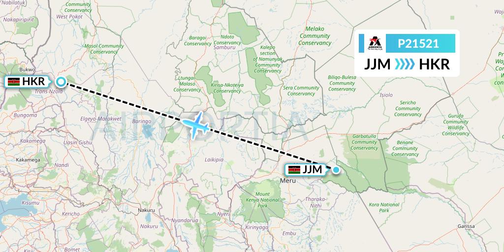 P21521 Airkenya Express Flight Map: Meru to Nairobi