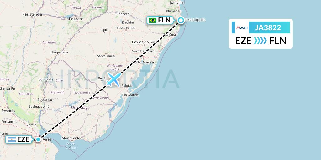 JA3822 JetSMART Flight Map: Buenos Aires to Florianopolis