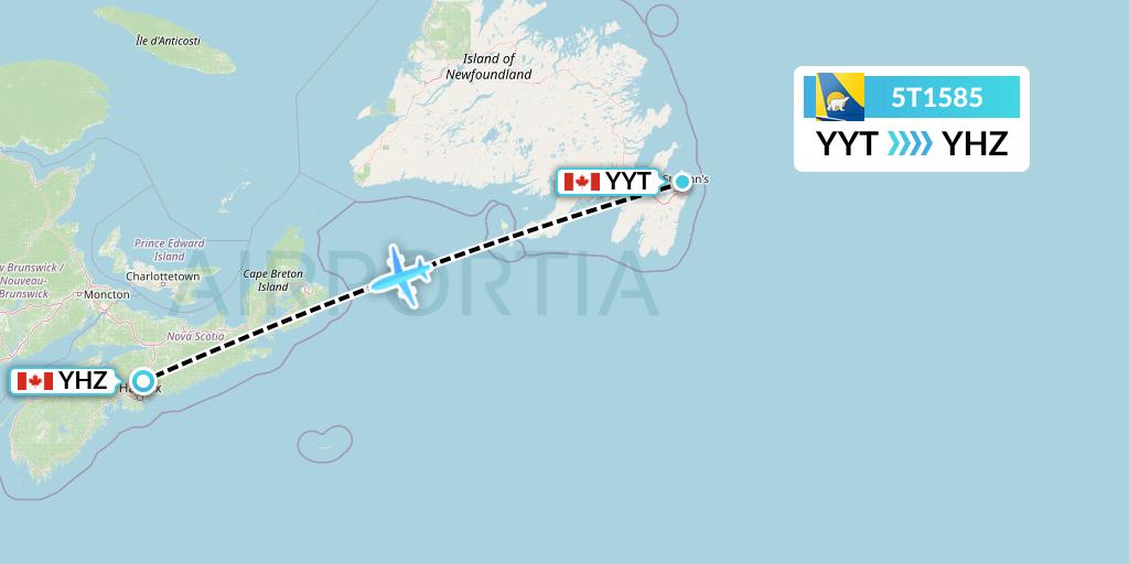 5T1585 Canadian North Flight Map: St. John's to Halifax
