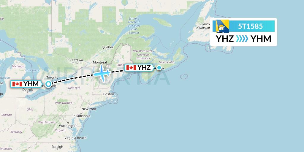 5T1585 Canadian North Flight Map: Halifax to Hamilton