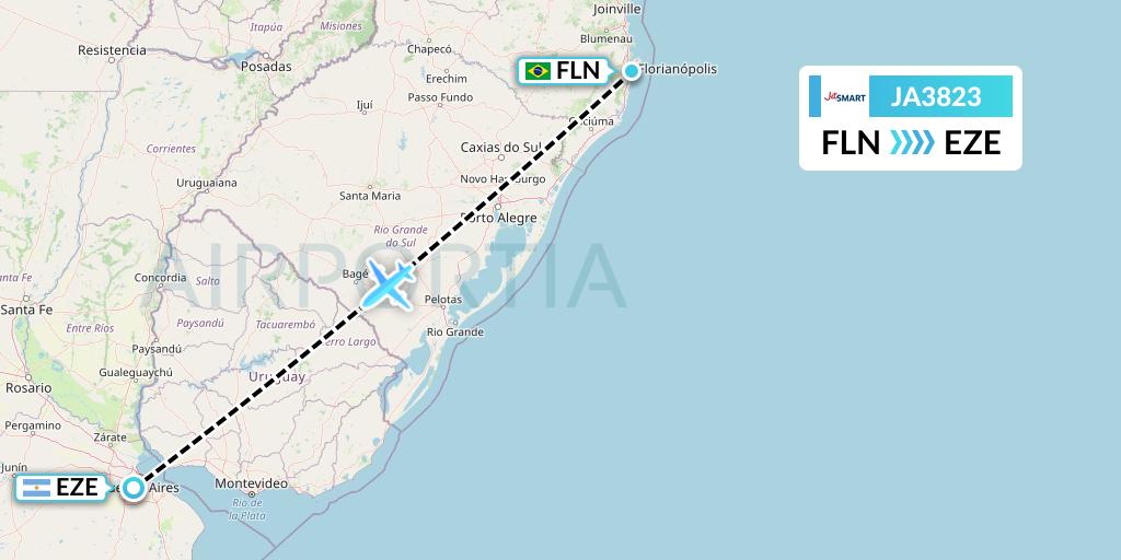 JA3823 JetSMART Flight Map: Florianopolis to Buenos Aires