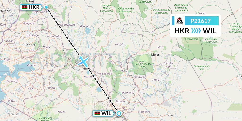 P21617 Airkenya Express Flight Map: Nairobi to Nairobi