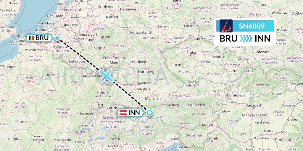 SN6009 Brussels Airlines Flight Map: Brussels to Innsbruck