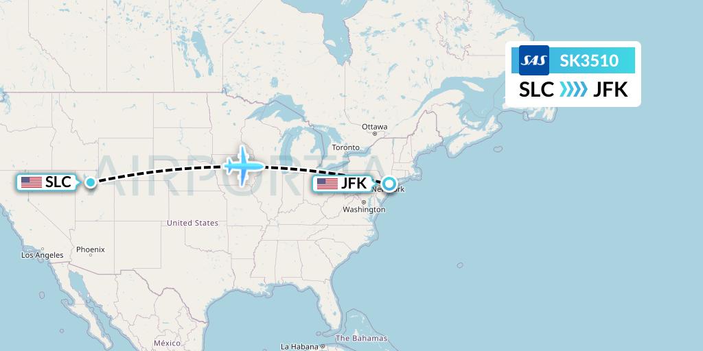 SK3510 SAS Flight Map: Salt Lake City to New York