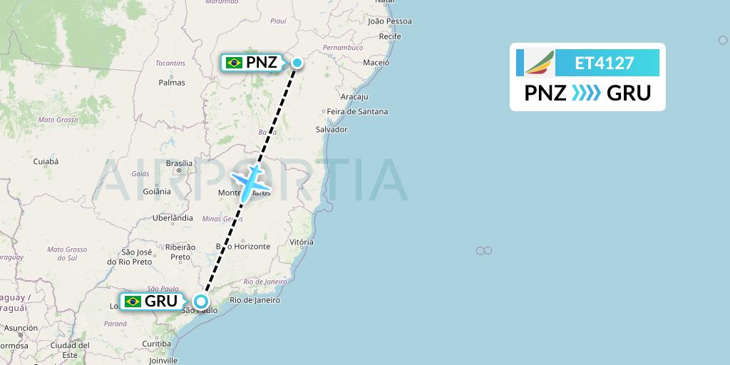 ET4127 Ethiopian Airlines Flight Map: Petrolina to Sao Paulo