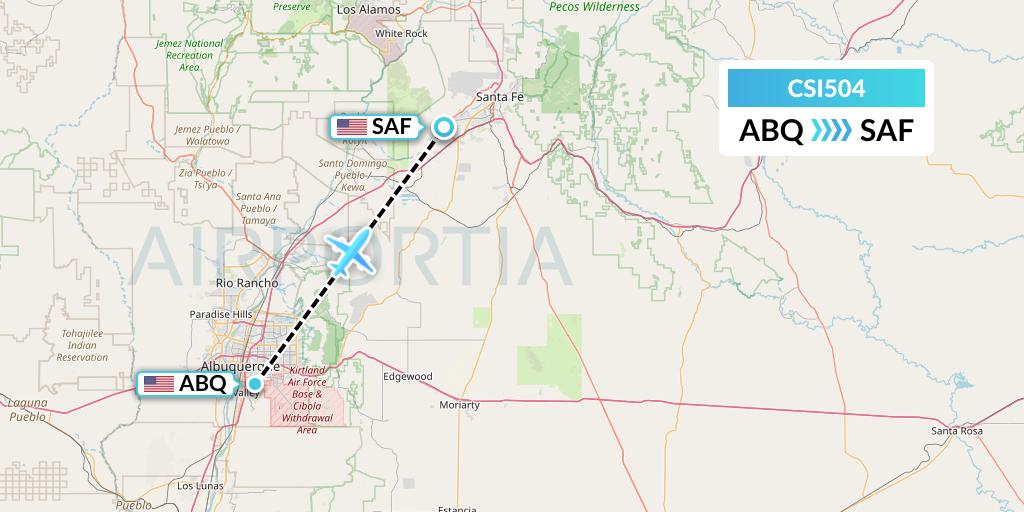 CSI504 Csi Aviation Flight Map: Albuquerque to Santa Fe