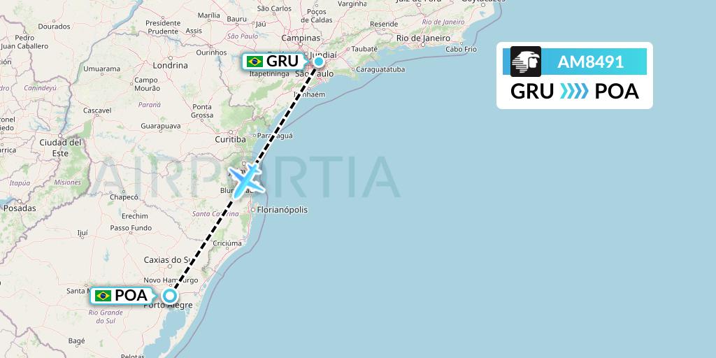 AM8491 Aeromexico Flight Map: Sao Paulo to Porto Alegre