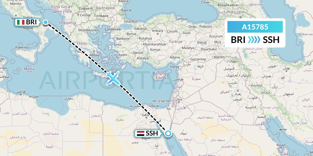 A15785 A.p.g. Distribution Systems Flight Map: Bari to Sharm el-Sheikh