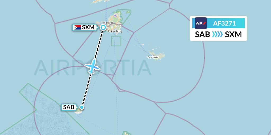 AF3271 Air France Flight Map: Saba to Sint Maarten