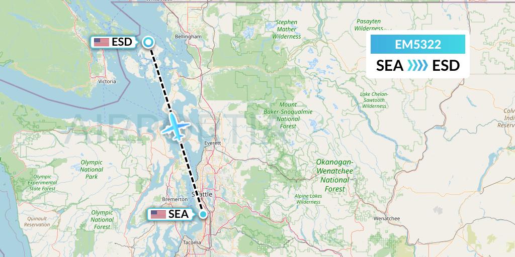 EM5322 Empire Airlines Flight Map: Seattle to Eastsound