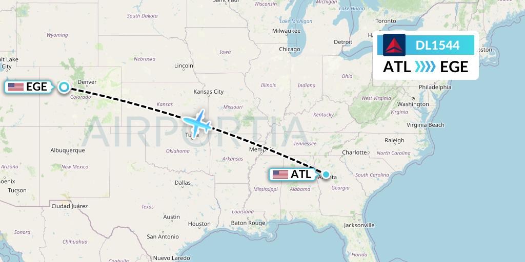 DL1544 Delta Air Lines Flight Map: Atlanta to Eagle
