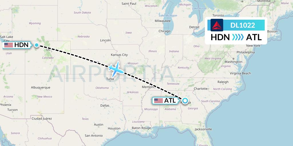 DL1022 Delta Air Lines Flight Map: Hayden to Atlanta
