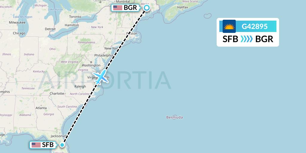 G42895 Allegiant Air Flight Map: Orlando to Bangor