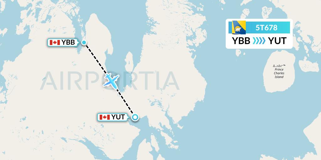 5T678 Canadian North Flight Map: Kugaaruk to Repulse Bay