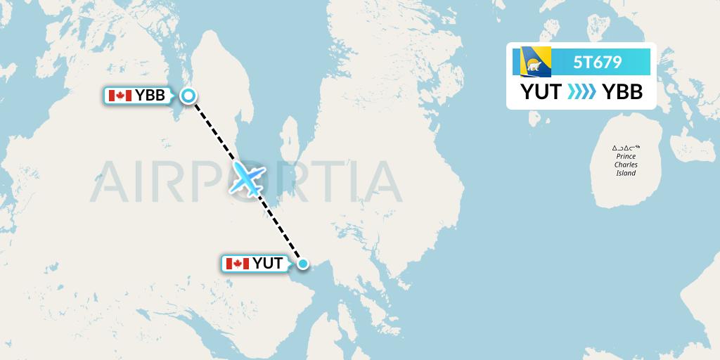 5T679 Canadian North Flight Map: Repulse Bay to Kugaaruk