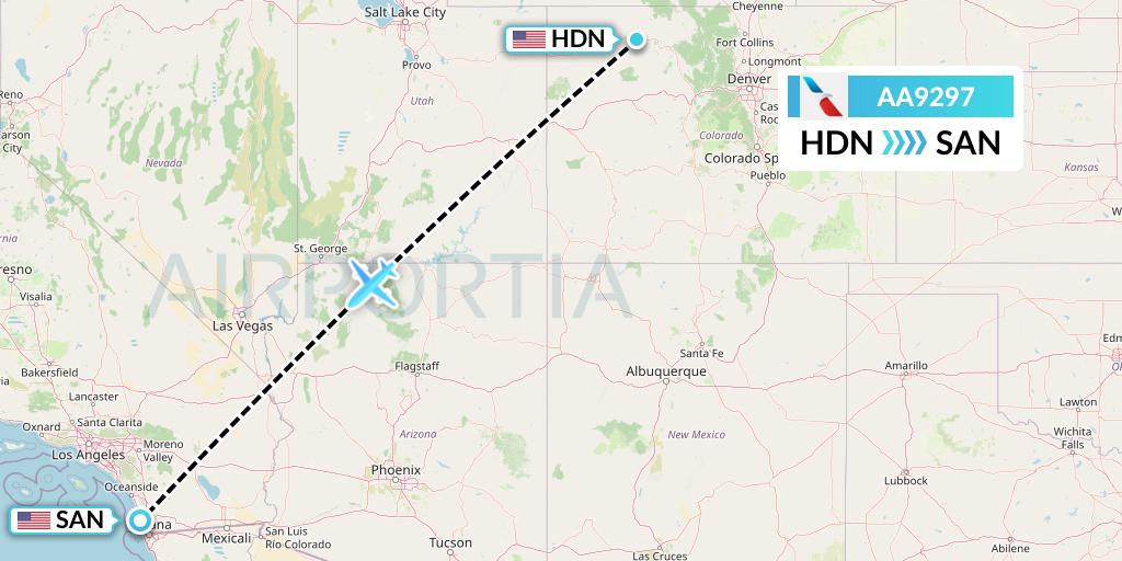 AA9297 American Airlines Flight Map: Hayden to San Diego
