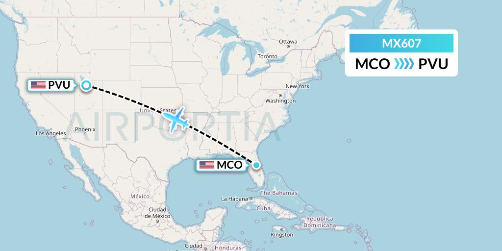 MX607 Breeze Airways Flight Map: Orlando to Provo