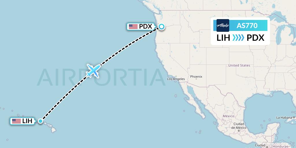 AS770 Alaska Airlines Flight Map: Lihue to Portland