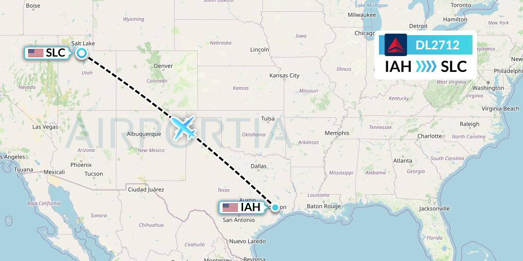 DL2712 Delta Air Lines Flight Map: Houston to Salt Lake City