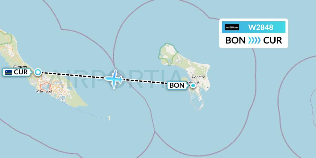 W2848 Flex Flight Flight Map: Bonaire to Willemstad