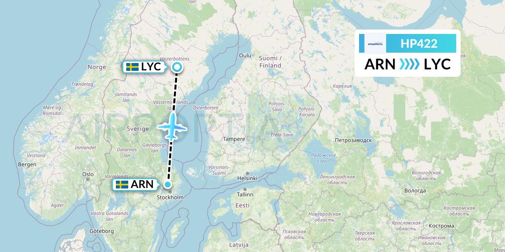 HP422 Amapola Flyg Flight Map: Stockholm to Lycksele