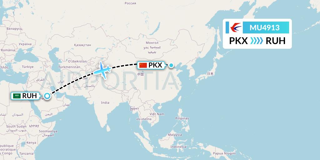 MU4913 China Eastern Airlines Flight Map: Beijing to Riyadh