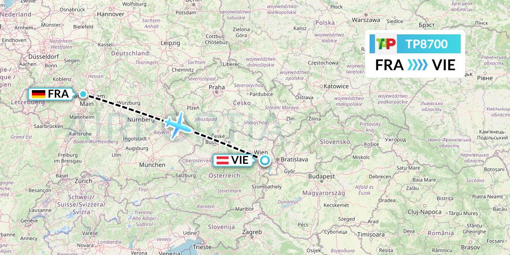 TP8700 TAP Portugal Flight Map: Frankfurt to Vienna