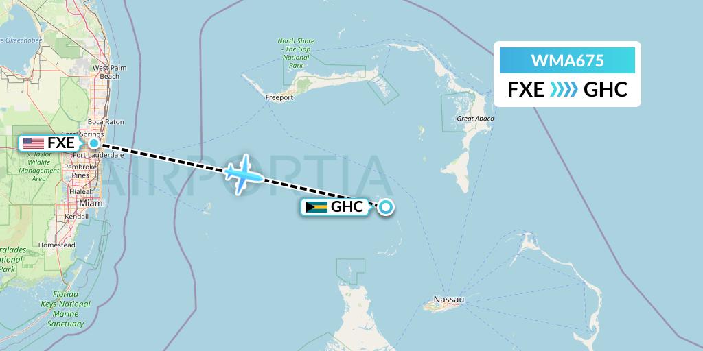 WMA675 Watermakers Air Flight Map: Fort Lauderdale to Bahamas