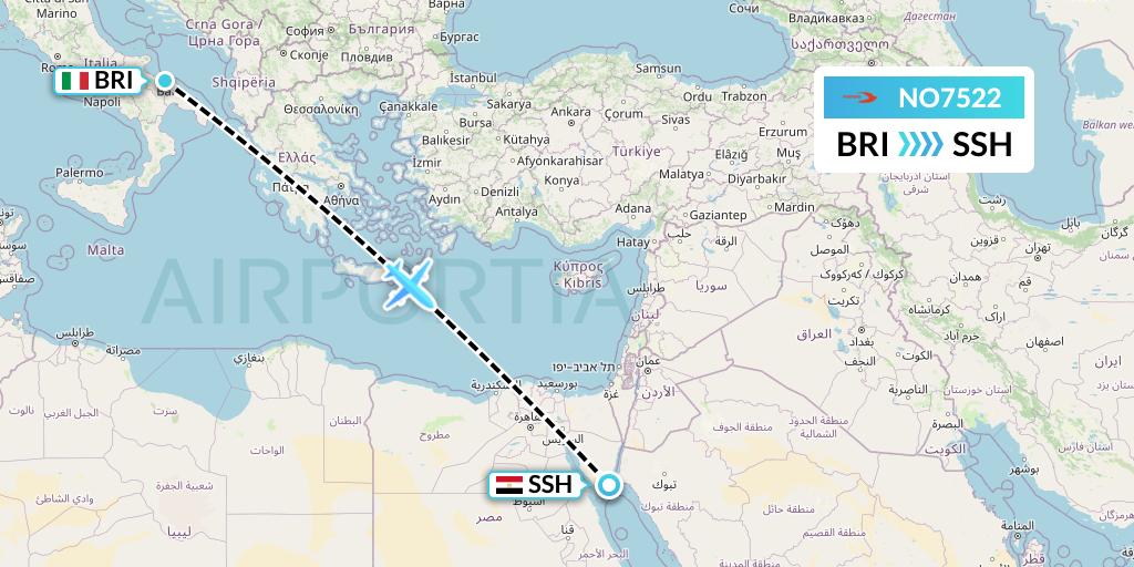 NO7522 Neos Flight Map: Bari to Sharm el-Sheikh