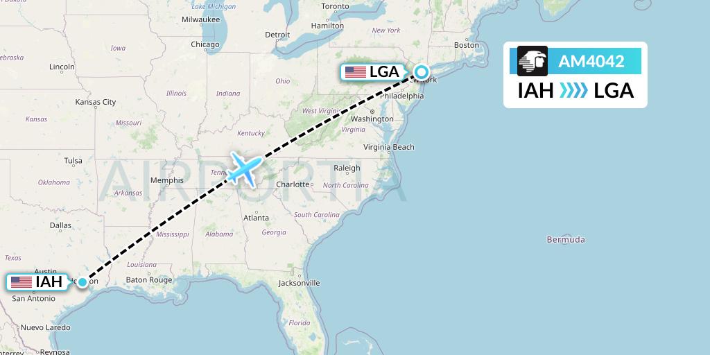 AM4042 Aeromexico Flight Map: Houston to New York