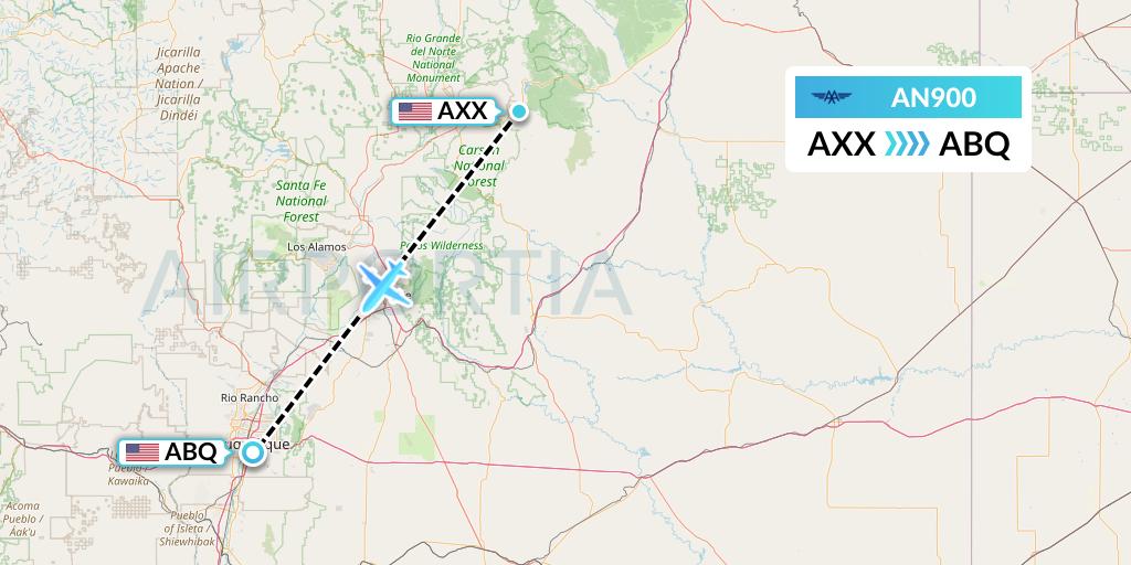 AN900 Advanced Air Flight Map: Angel Fire to Albuquerque