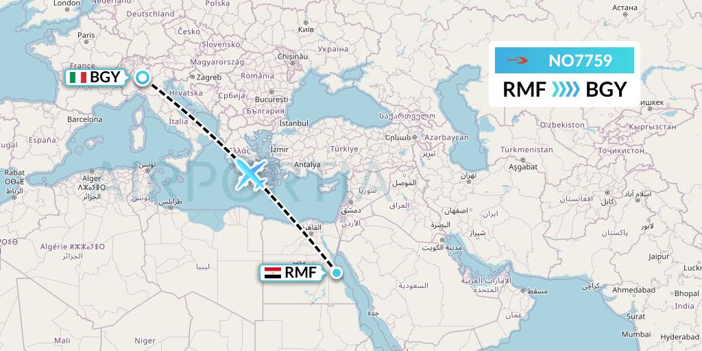 NO7759 Neos Flight Map: Marsa Alam to Milan